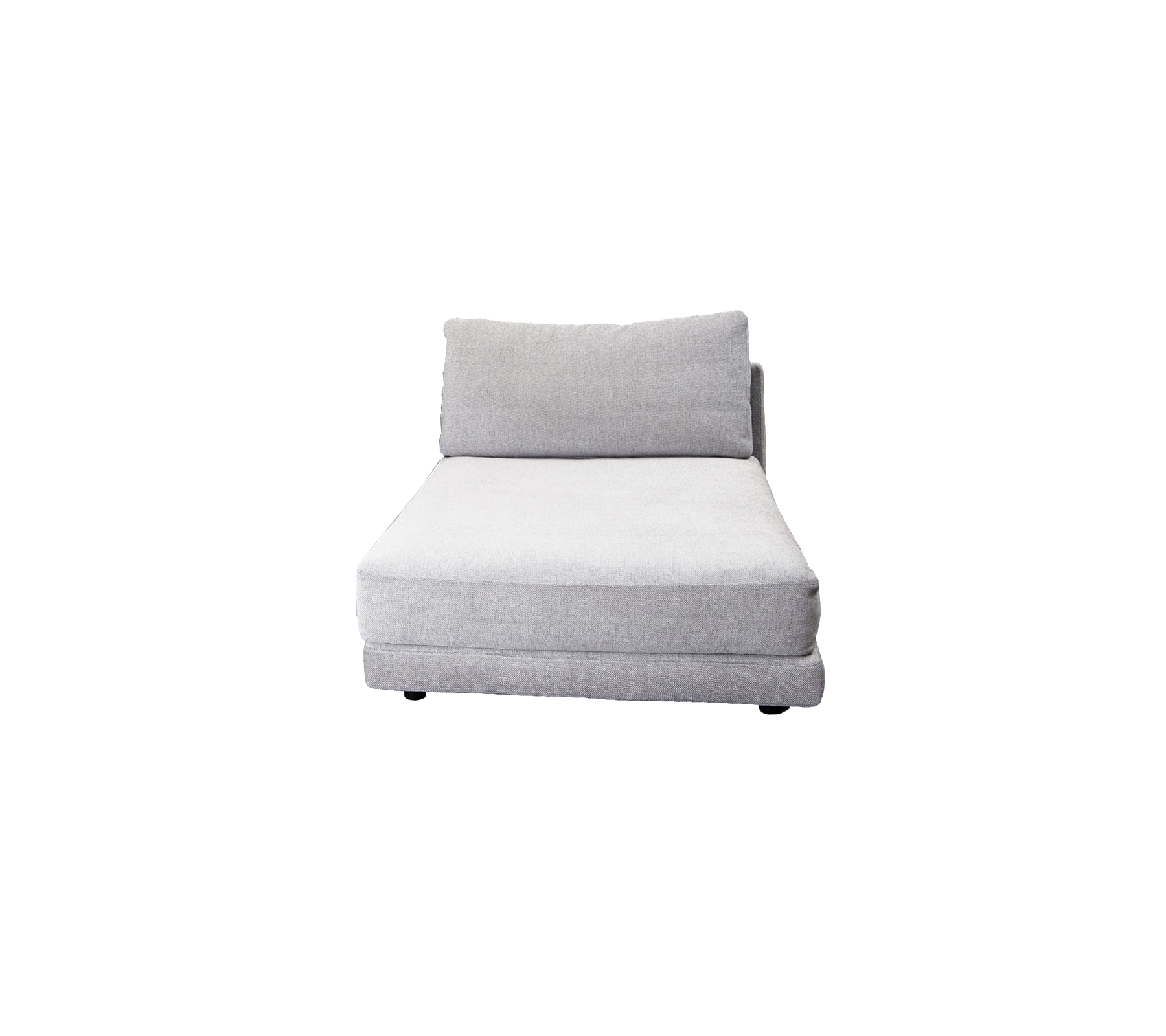 Light gray chaise lounge with a minimalist design and a plush backrest for added comfort. Perfect for relaxation and leisure.