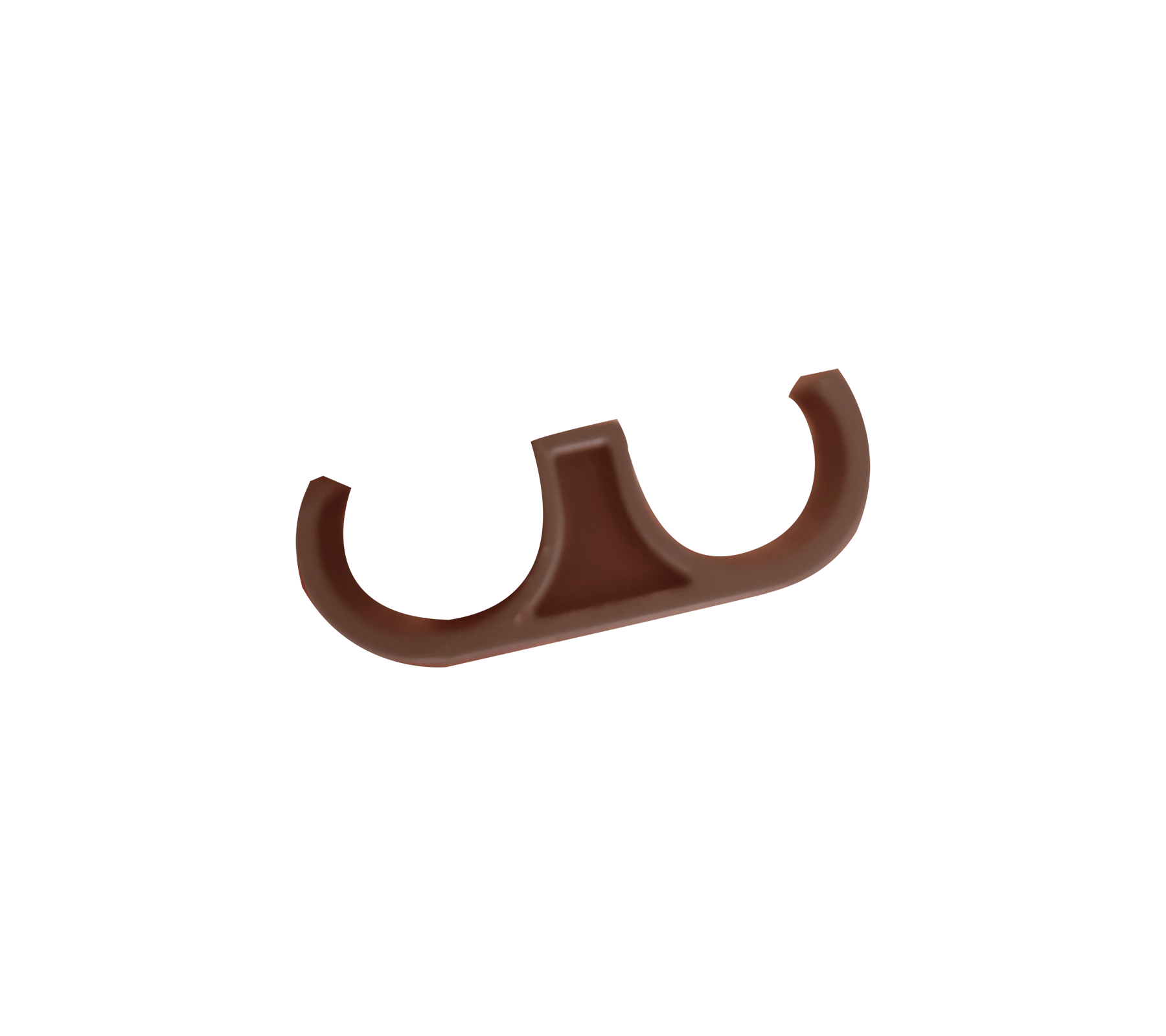 Desert red product with a unique hook shape.