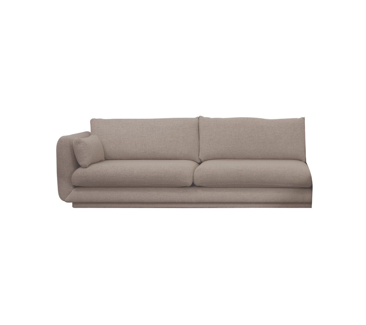 Light brown modern sofa with a minimalist design.