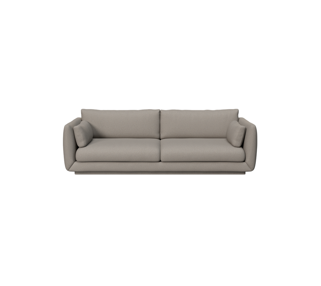 Light brown modern sofa with two cushions in a sleek design.