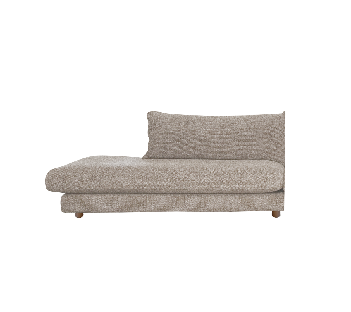 Light brown chaise lounge with a minimalist design and a supportive backrest.