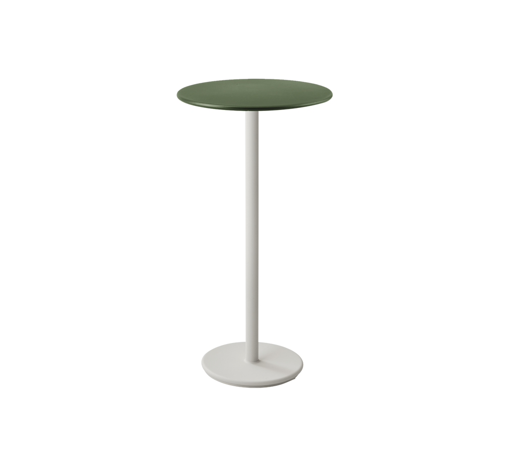 Modern dark green table with a white base in a clean design.