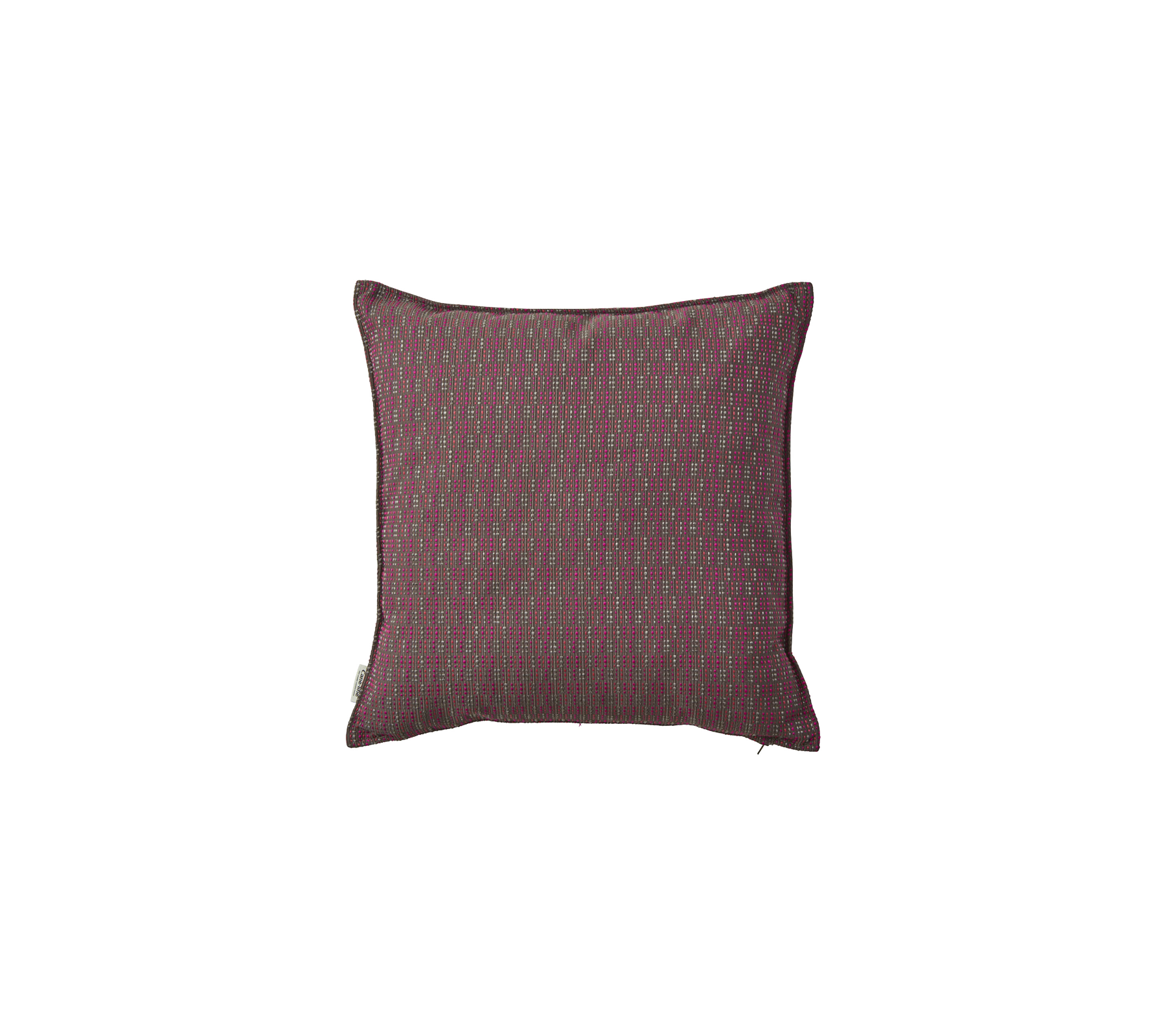 Decorative cushion with a textured pattern in rich shades of maroon and subtle detailing, perfect for adding warmth to any space.