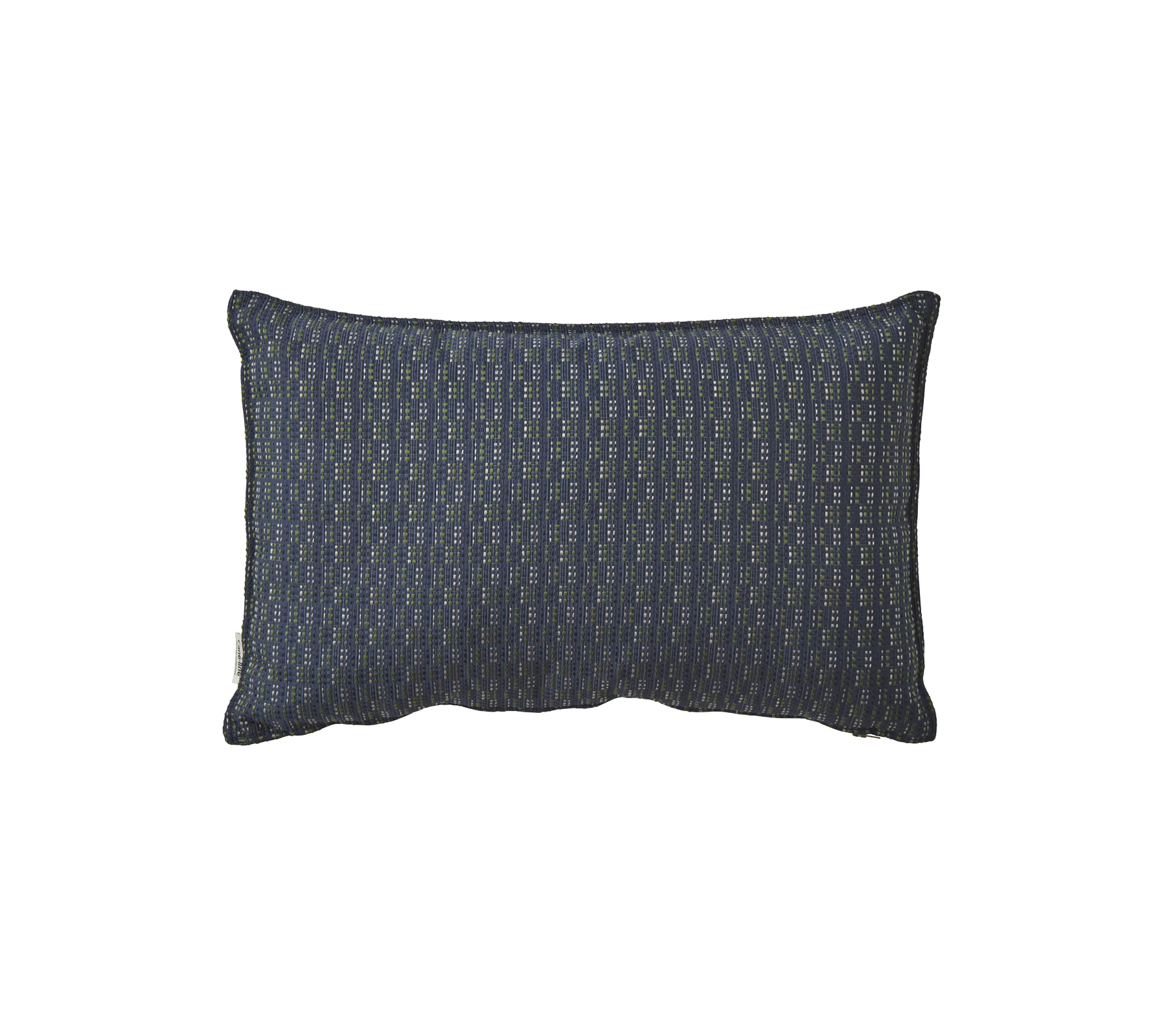 Rectangular decorative pillow featuring a textured dark fabric with a subtle pattern. Ideal for adding style to any space.