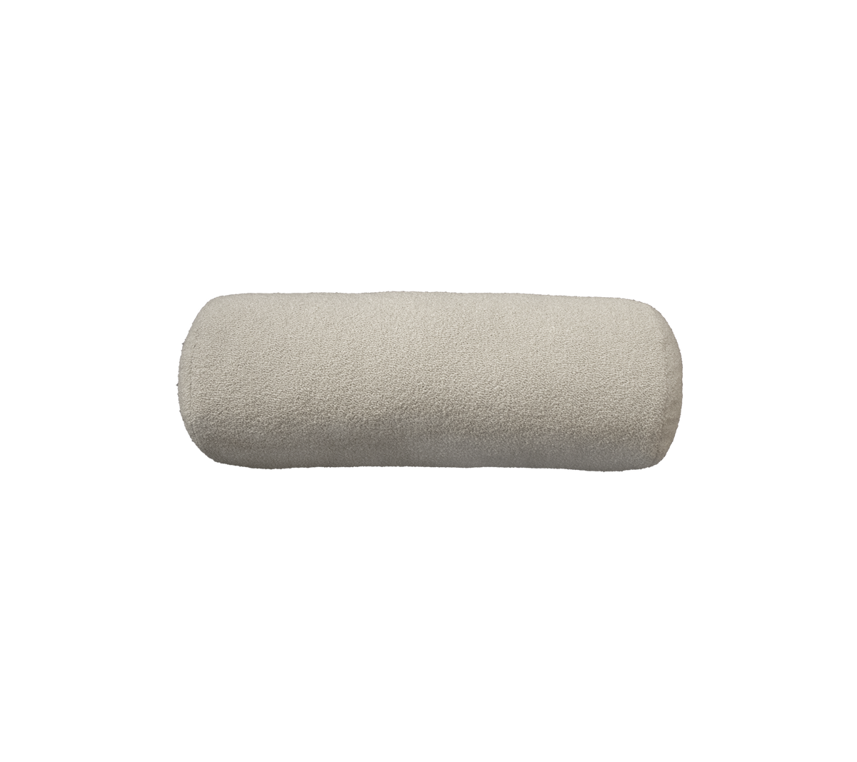 Light-colored cylindrical cushion designed for comfort and support. Ideal for various seating arrangements and relaxation purposes.
