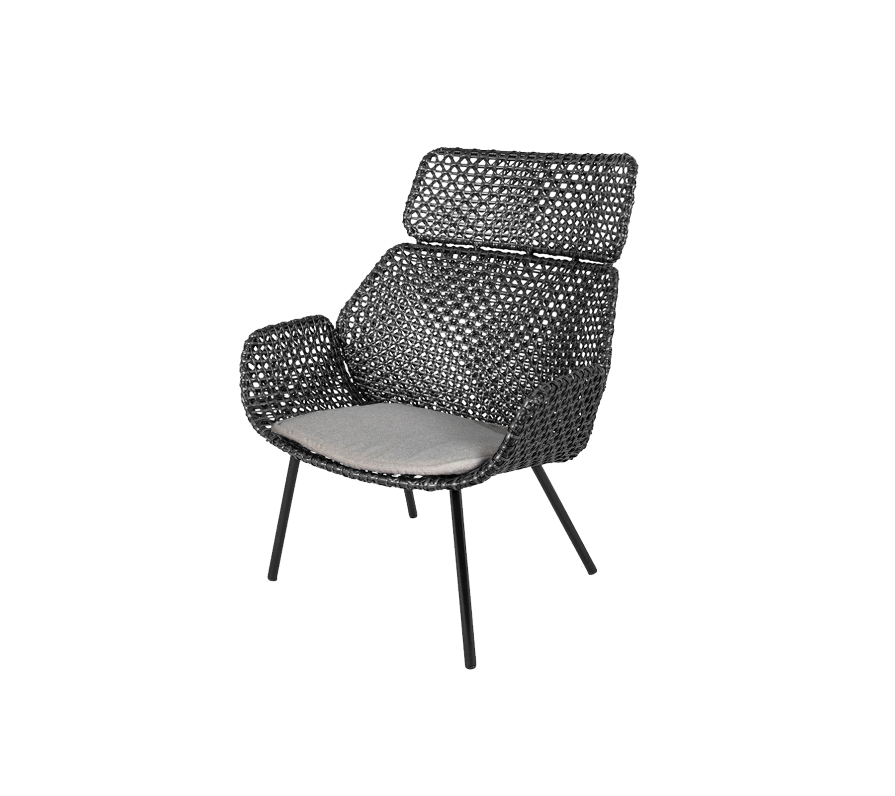 Stylish armchair with a woven design, featuring a plush seat cushion and a modern silhouette. Perfect for enhancing any space.