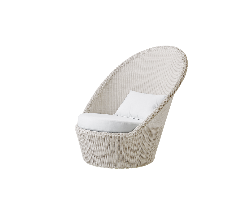 Modern lounge chair with white cushion in a minimalist design.