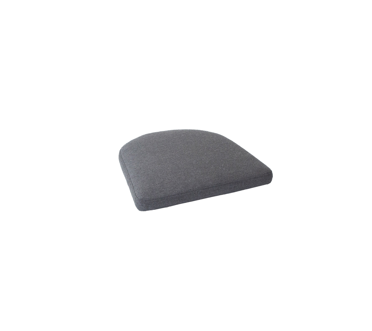 Gray cushion with a curved shape, designed for comfort and support in seating applications.