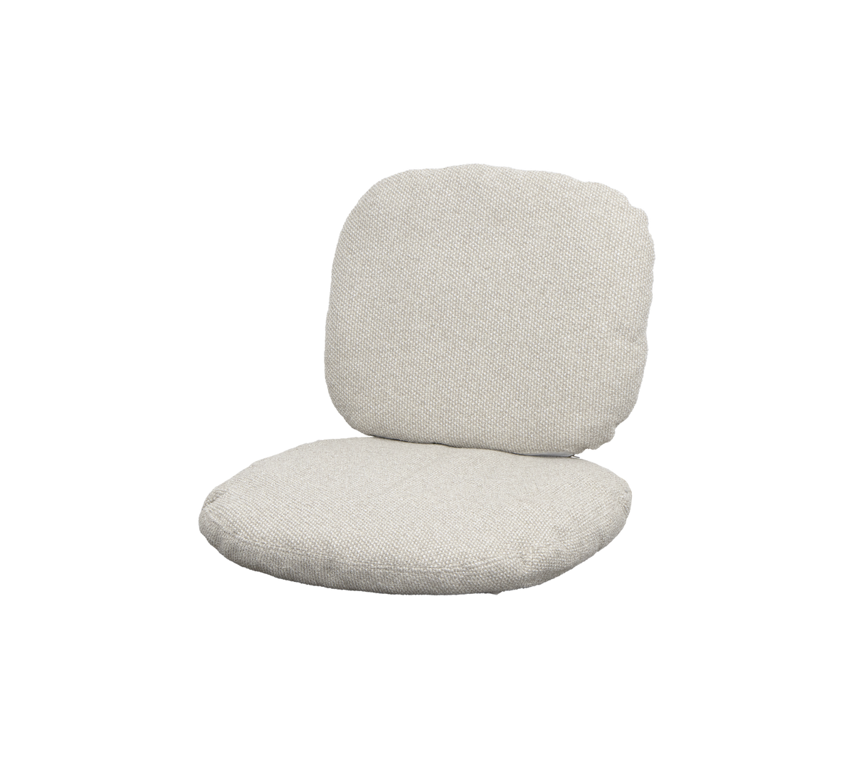 A soft, beige cushion seat with a rounded backrest, designed for comfort and casual seating. Ideal for lounging or relaxation.