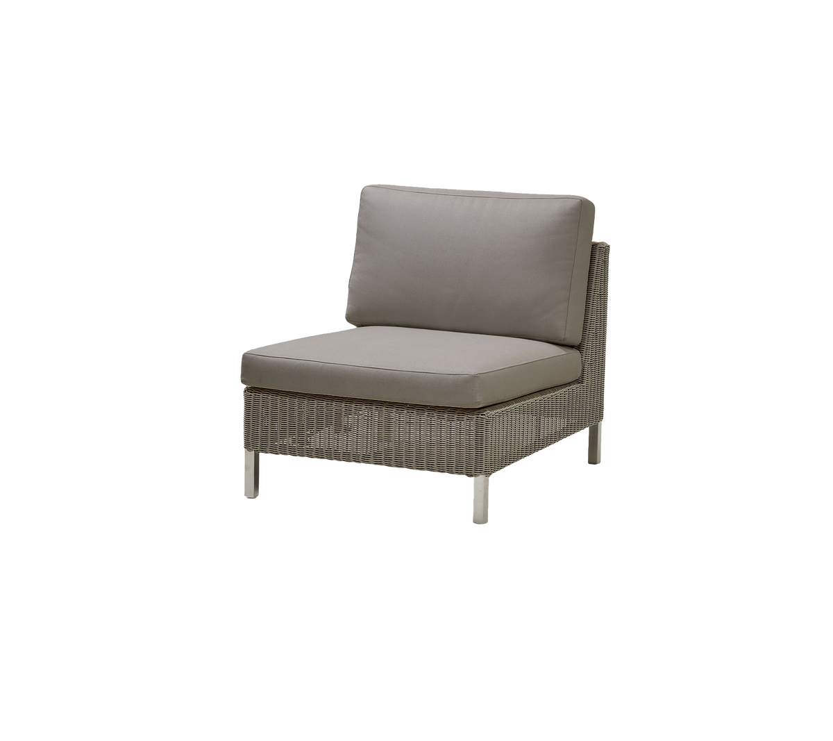 Stylish single seat chair featuring a woven base and plush gray cushion, perfect for relaxation and modern decor.