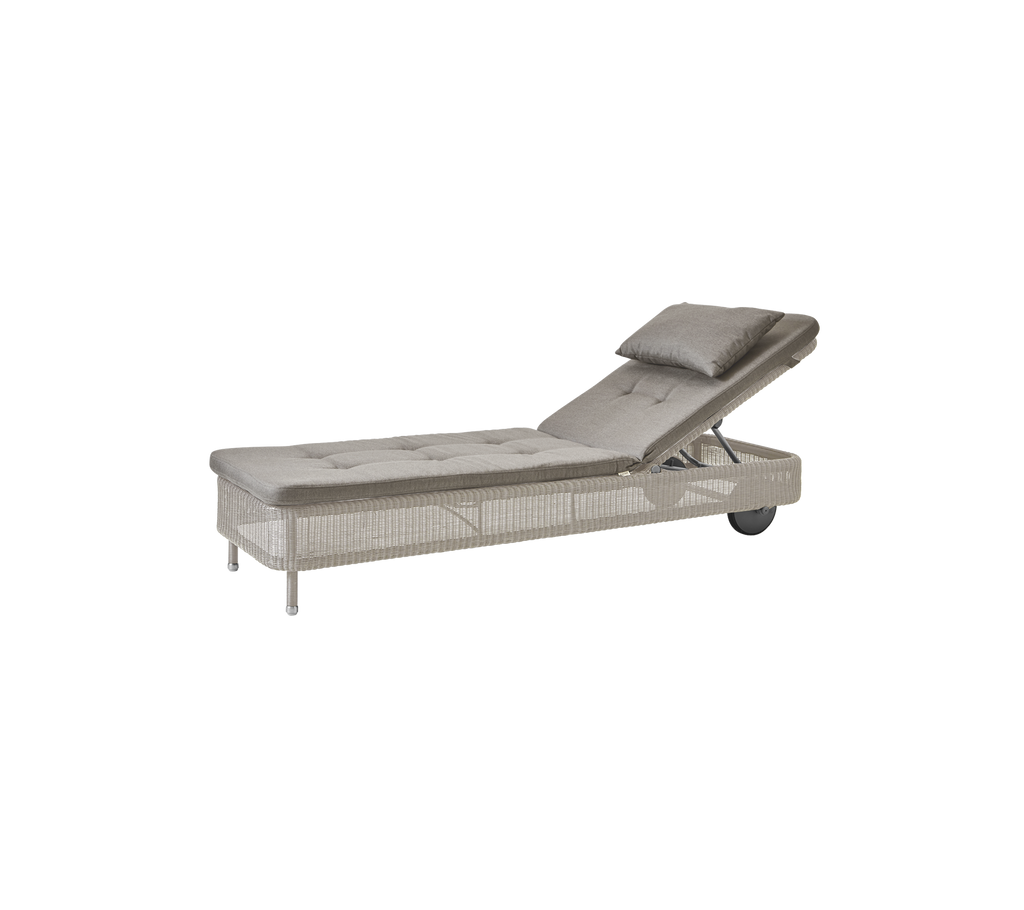 Taupe lounge chair with adjustable backrest in a modern design.