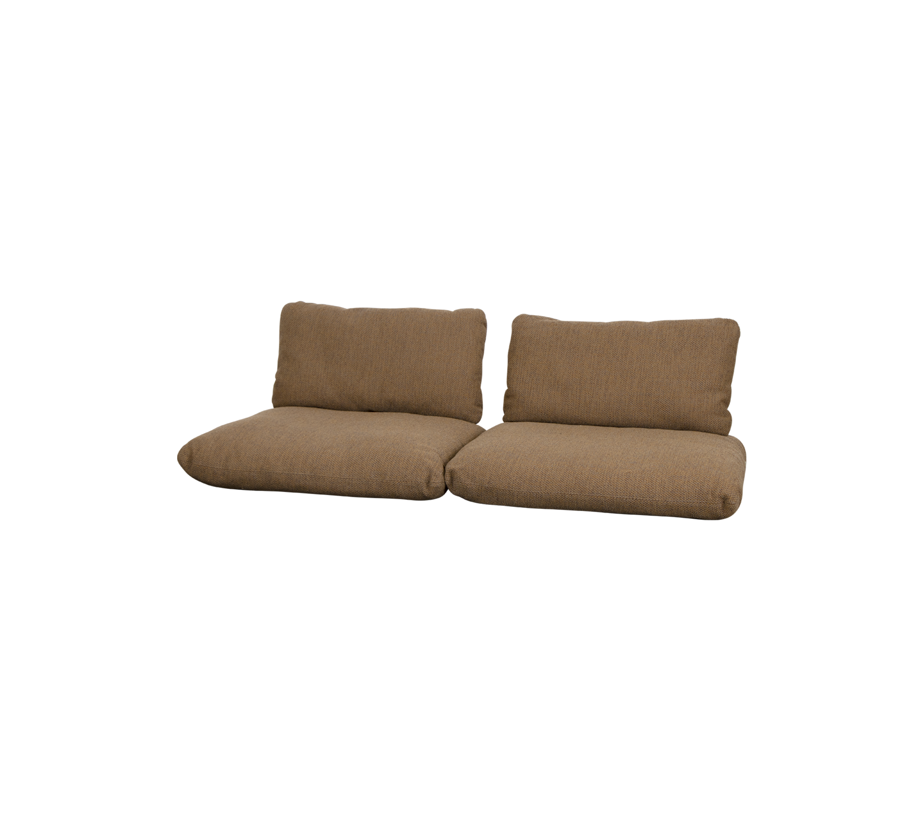 A modern, brown upholstered sofa with plush cushions and a minimalist design, perfect for casual seating.