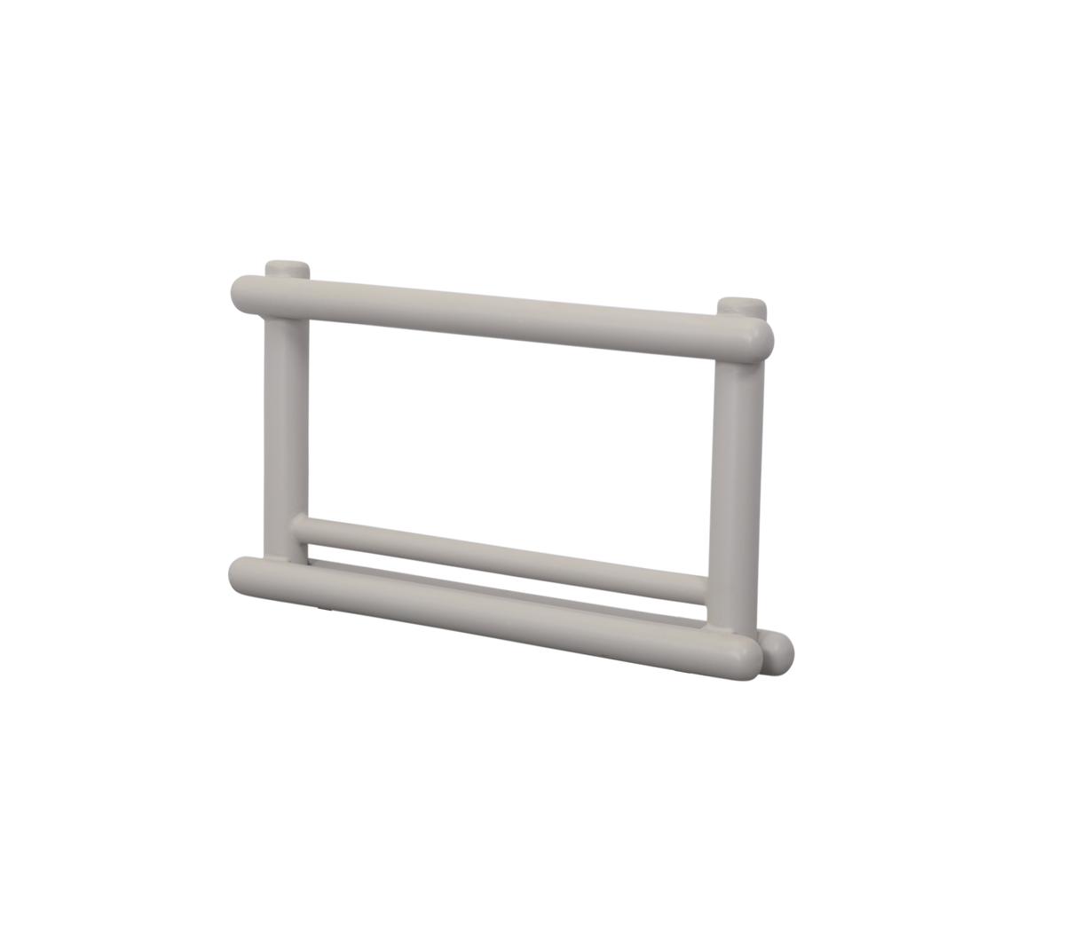 A simple rectangular armrest with two horizontal bars, designed for various applications. Lightweight and in a neutral color.
