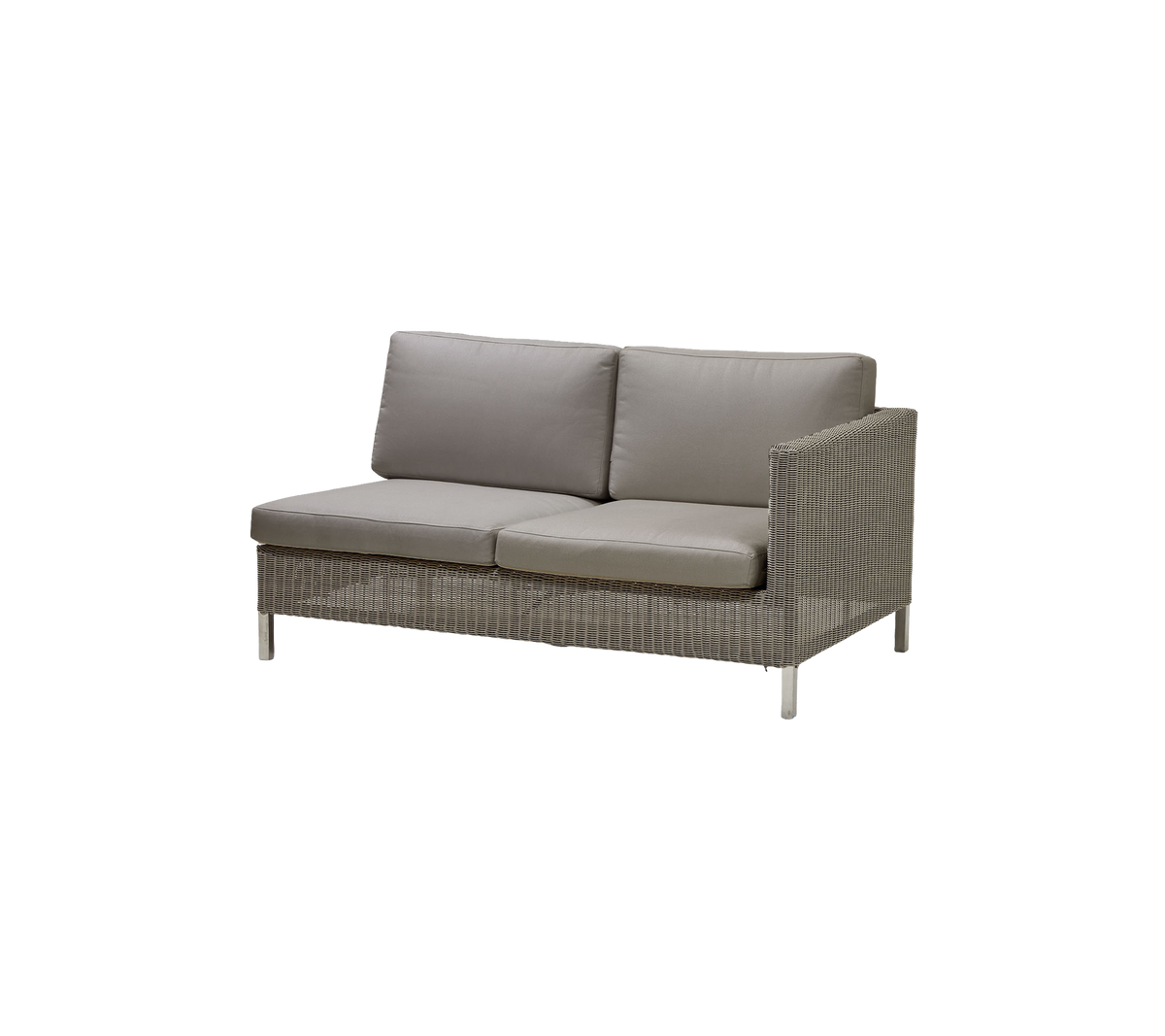 Modern two-seat sofa featuring a textured frame and soft gray cushions for comfort and style. Perfect for relaxation.