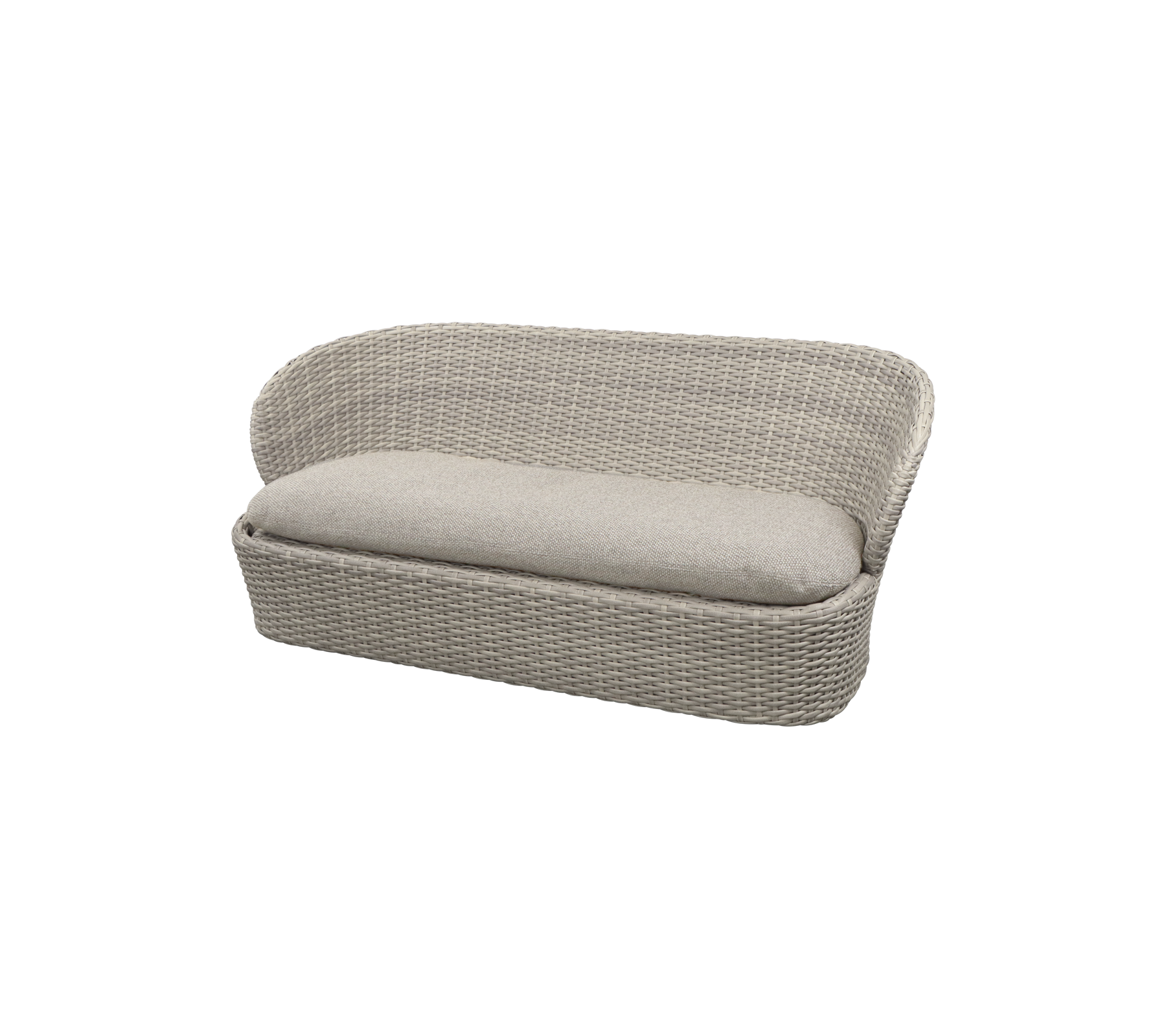 Stylish two-seat sofa with woven design and soft cushion, perfect for comfortable seating in any setting.