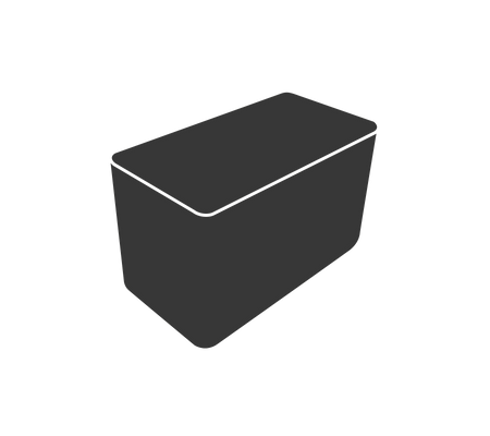 Gray storage container with a rectangular shape and a fitted lid, suitable for organizing various items or materials.