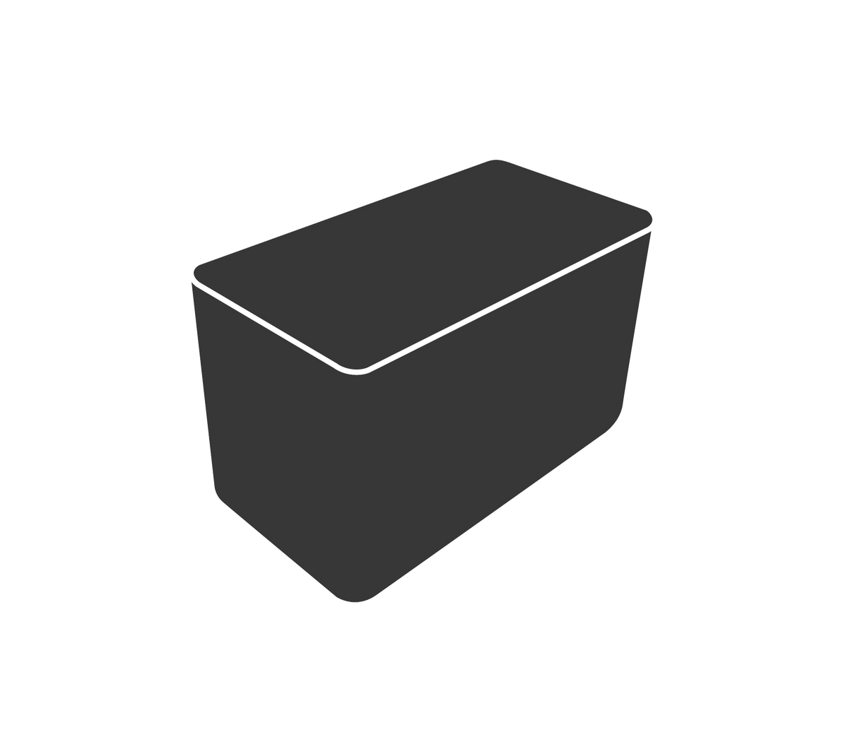 Gray storage container with a rectangular shape and a fitted lid, suitable for organizing various items or materials.