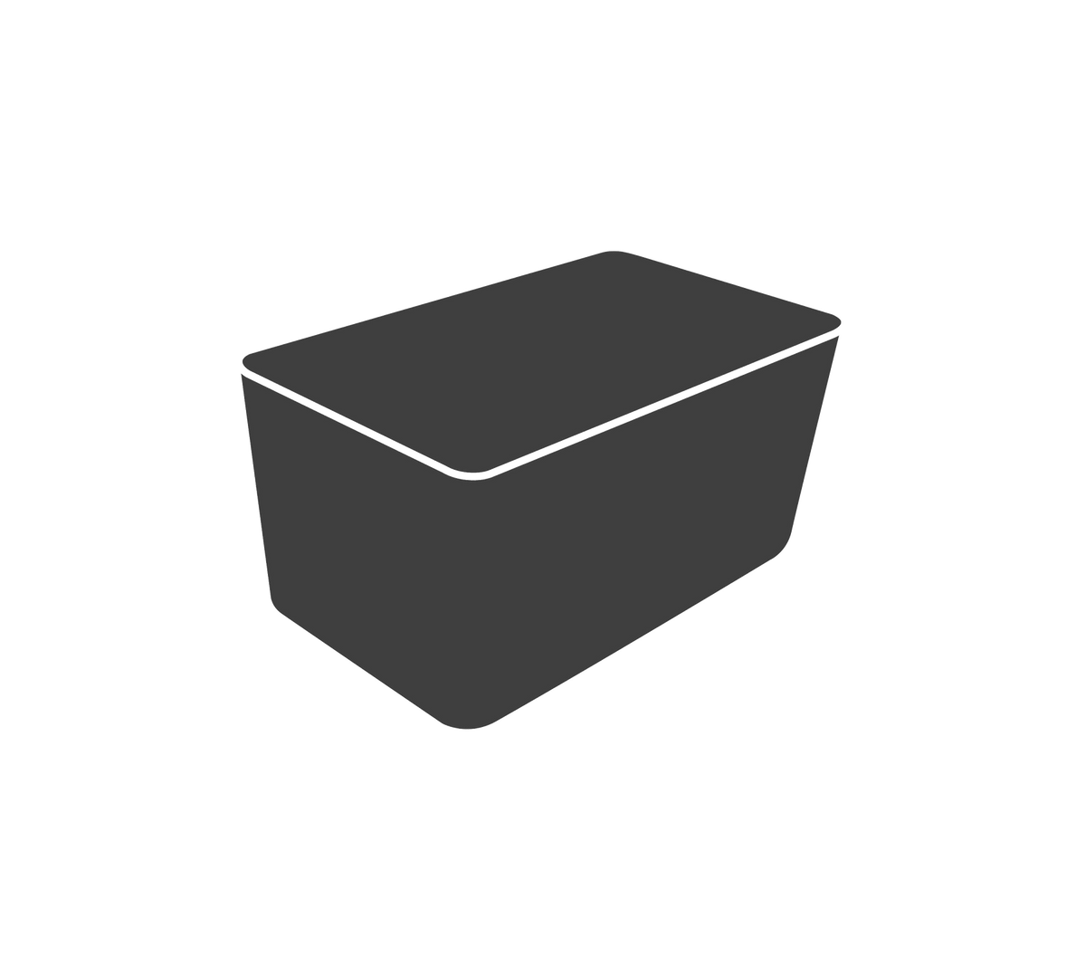 A simple, rectangular container with a sloped lid, designed for storage and organization. Ideal for various uses in home or office settings.