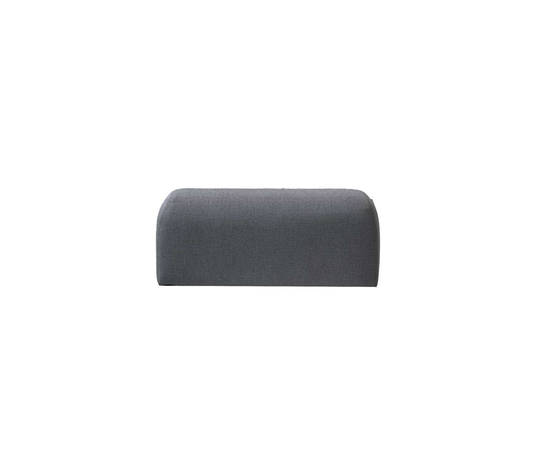 Contemporary grey upholstered bench with a rounded design, offering a sleek and minimalist aesthetic. Ideal for modern decor.