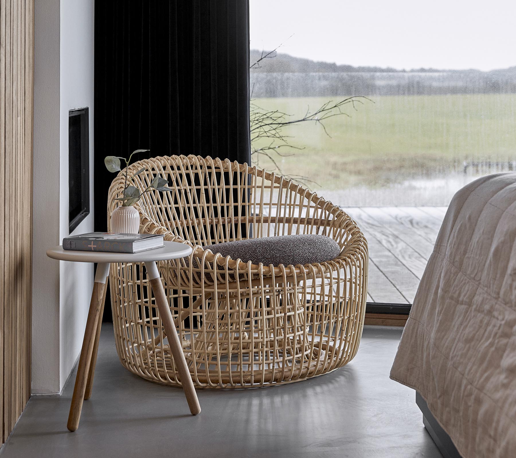 Small Indoor Rattan Armchair Budron Rattan Armchair, Indoor