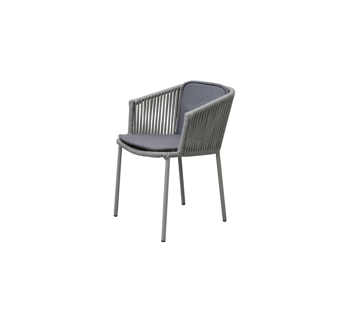 Stylish chair with a modern design featuring woven detailing and a comfortable padded seat in a neutral color.