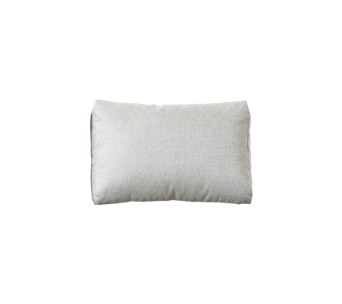 Soft rectangular pillow in a light, neutral fabric, designed for comfort and aesthetic appeal. Ideal for home decor or relaxation.