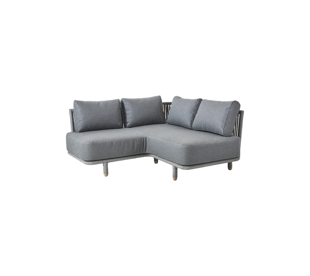 L-shaped grey sofa with plush cushions, featuring a modern design and wooden legs. Ideal for contemporary living spaces.