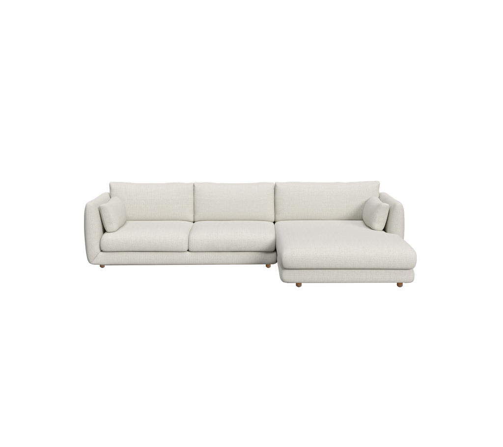 Sand sectional sofa with a contemporary design.