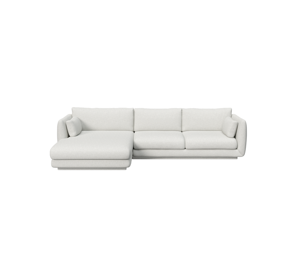 Light grey modern sofa with clean lines and plush cushions.