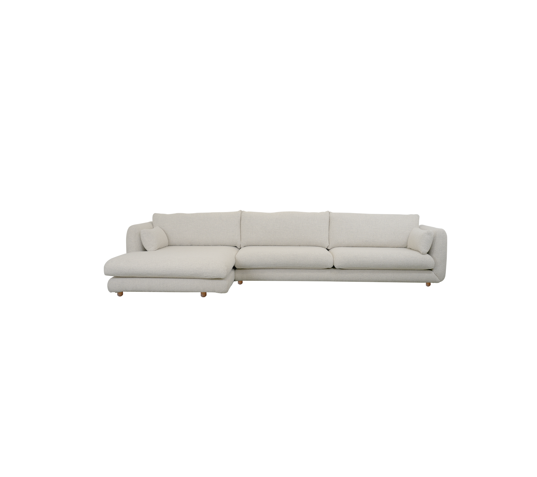 Modern sand sofa with clean lines in a minimalist style.