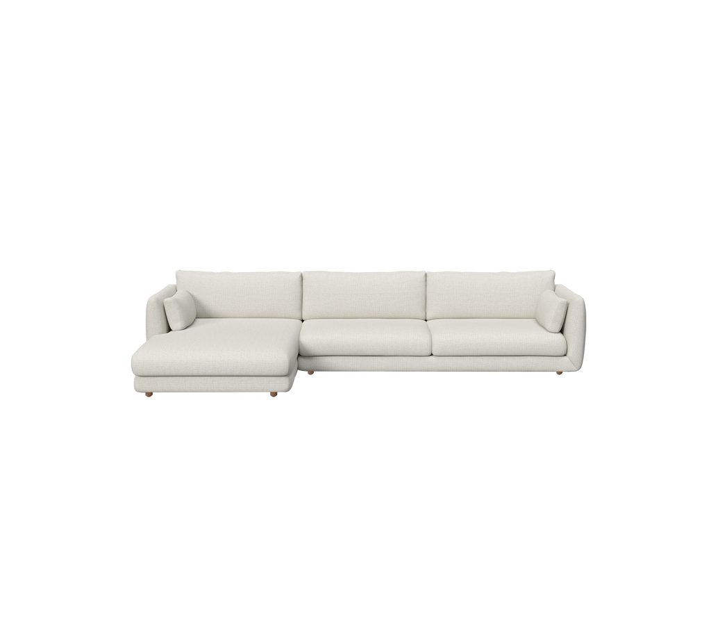 Modern sand sectional sofa with a cozy design.