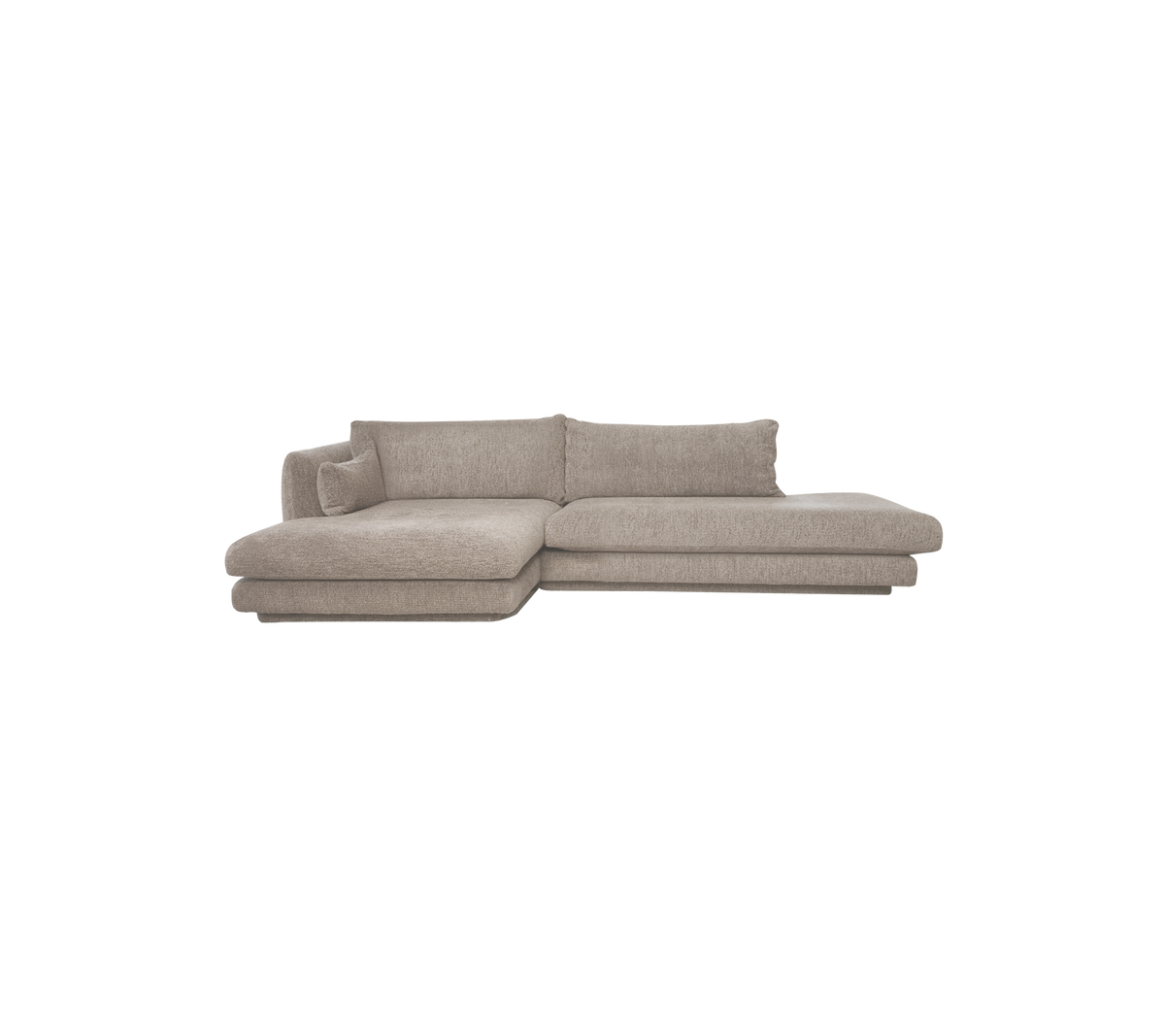 Light brown modern sofa with a sectional design.