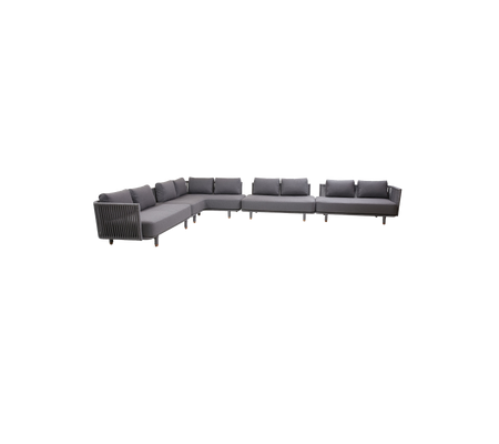 Modern sectional sofa in a U-shape design, upholstered in gray fabric with comfortable cushions for a cozy seating experience.