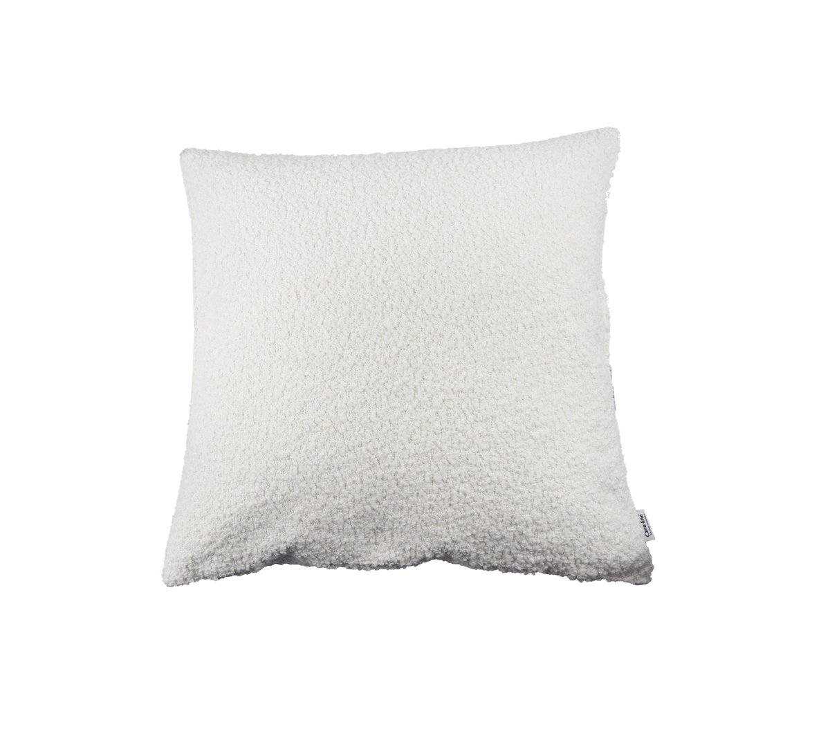 Soft, fluffy white cushion with a textured surface, perfect for adding comfort and style to any space.