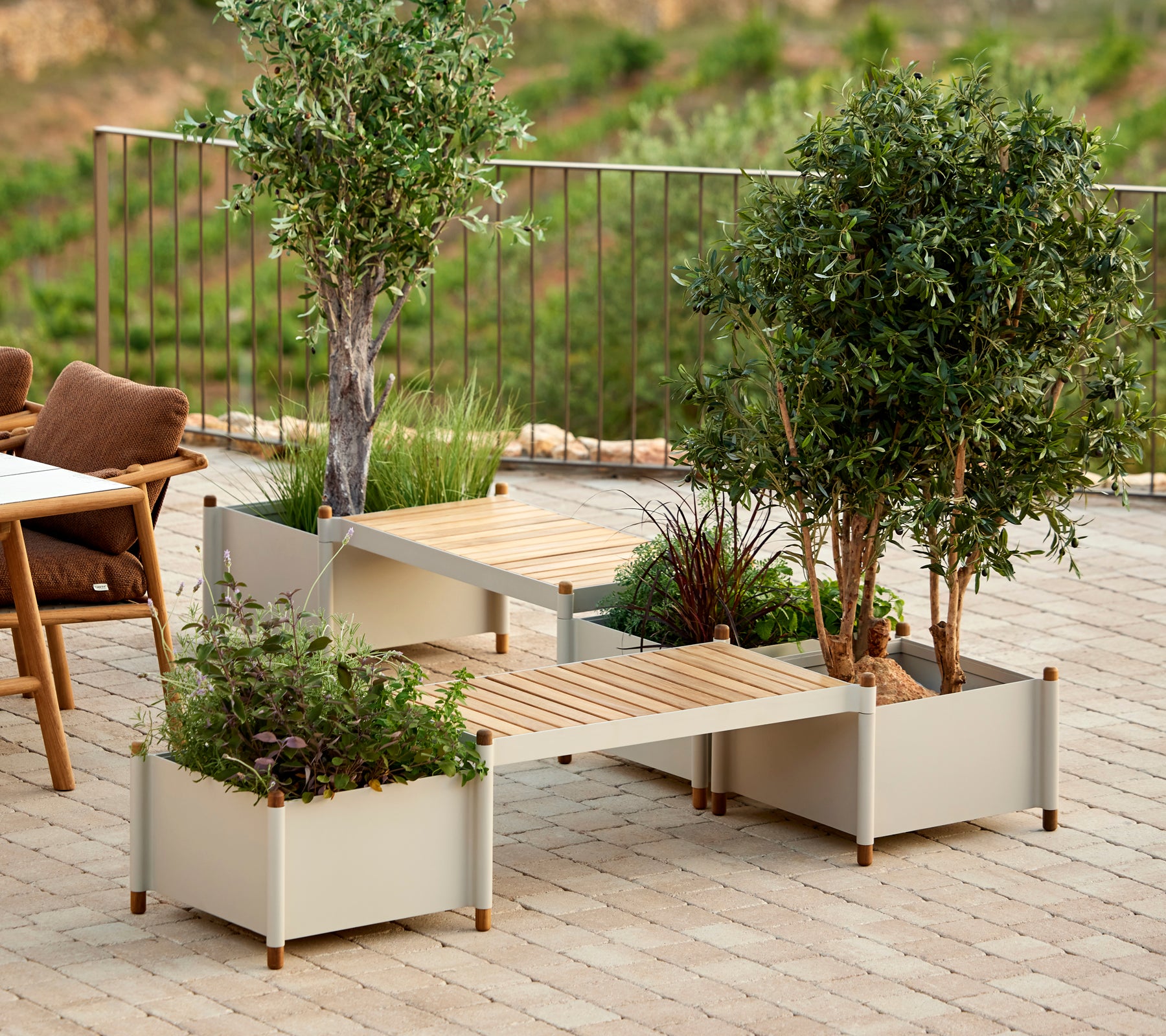 indoor bench with planter Cane-line Sticks bench incl. 2 planters